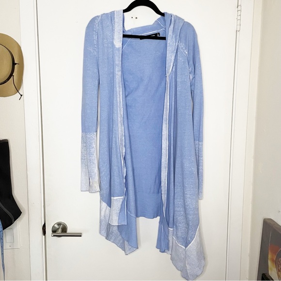 BLANC NOIR huntress cardigan in ballad blue M 100% cotton thumb holes - Picture 4 of 10